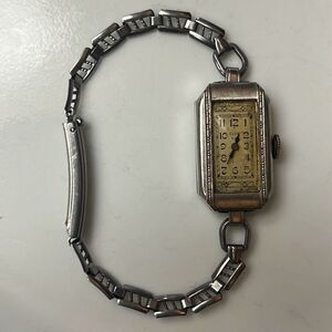 Vintage Working Elgin Ladies Dainty Art Deco Writst Watch 10K White Gold Filled